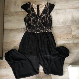 Bebe black lace and mesh jumpsuit